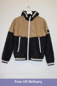 Boss Kidswear Colour-Block Panelled Jacket, Black/Brown, 16 Medium