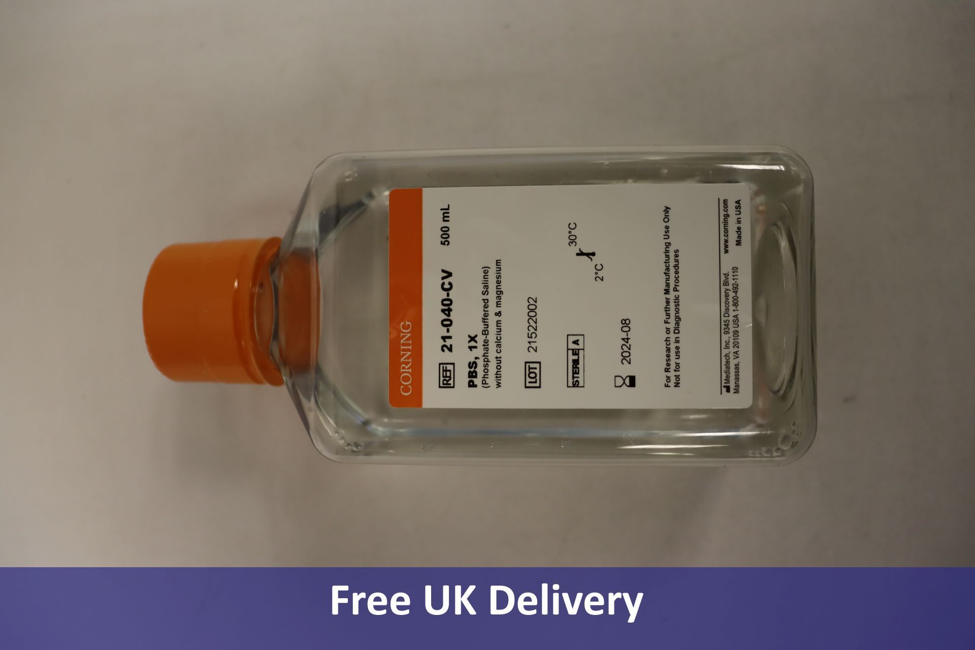 Thirty-six packs of Corning PBS 1X Phosphate Buffered Saline, 500ml, 21-040-CV. Expiry 08/24 - Image 3 of 6