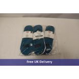 Six Levi's High Rise Batwing Logo Recyled Cotton Trainer Socks, 3 Pack, Ocean Depths, Size 9-11