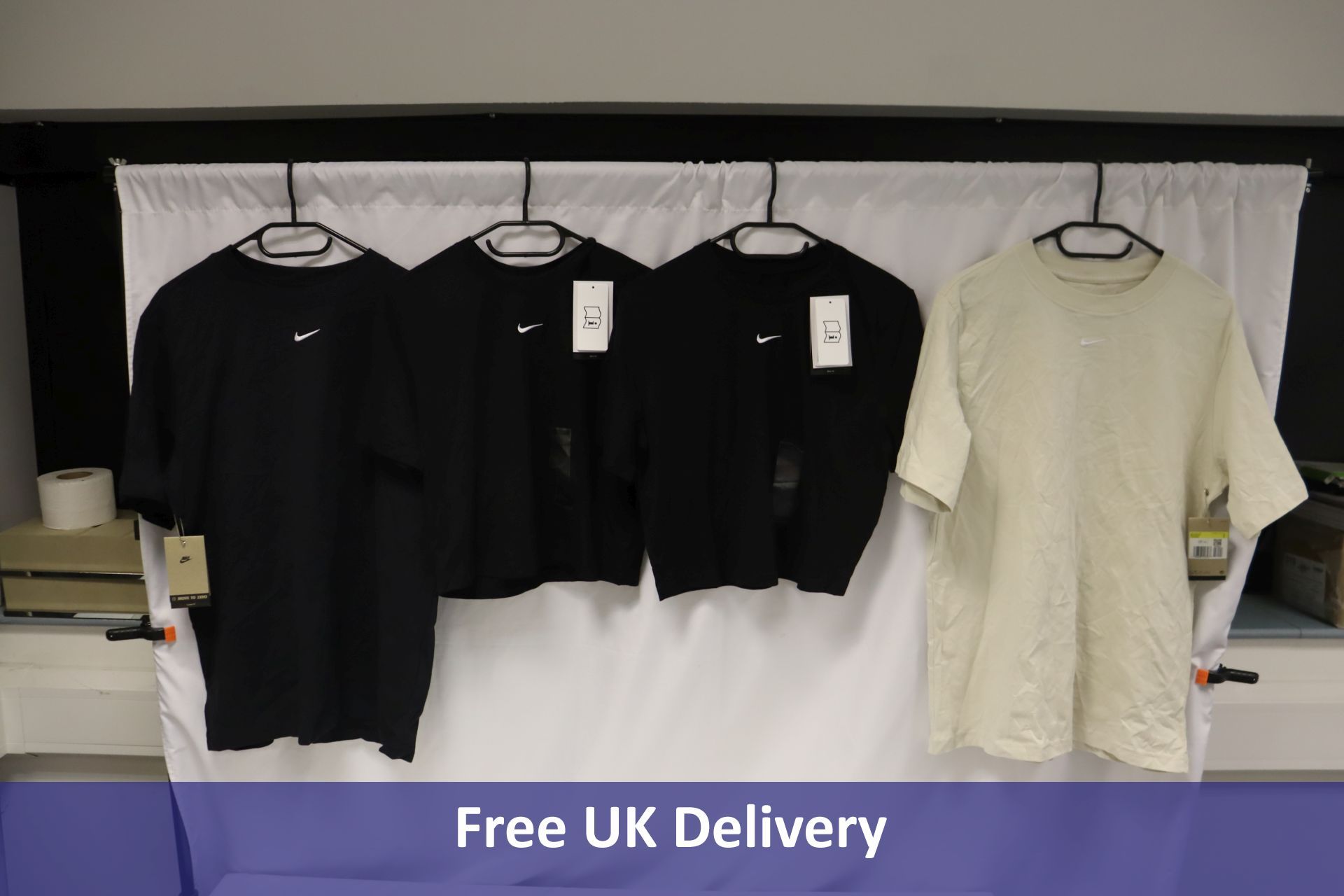 Four Nike items to include 2x Essential Women's Slim Cropped T-Shirt, Black, Large, 2x Essential Wom