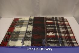 Five Highland Tweeds Lamb Wool Check Scarves, Assorted Colours
