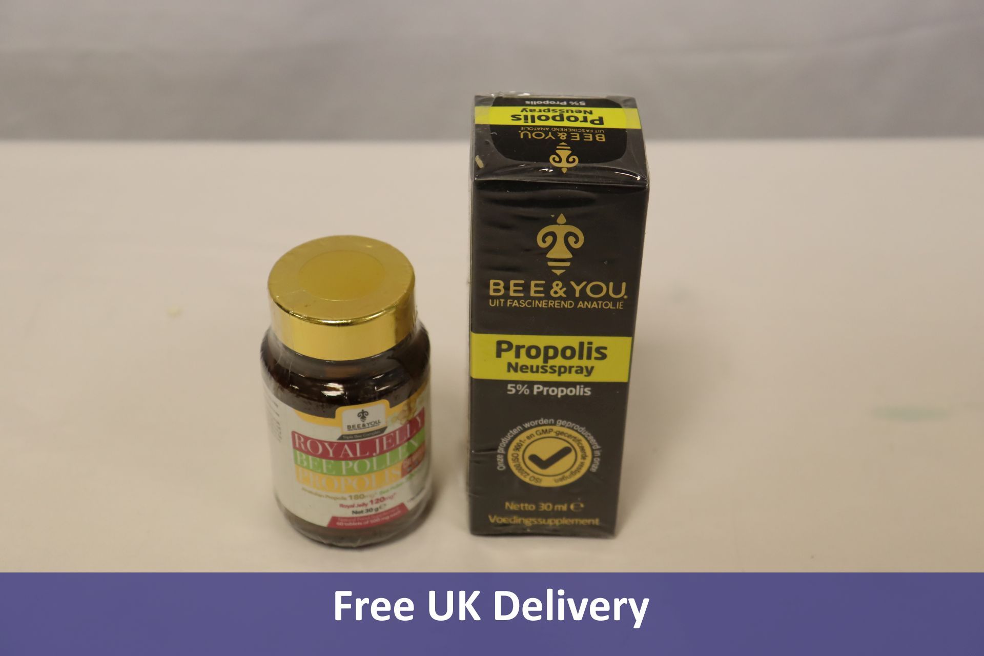 Four Bee & You Items to include Royal Jelly Propolis Bee Pollen Chewable Tablets, Propolis Extract 1