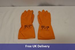 Three Ansell Chemical Resistant Gloves 87-370, Orange, 2x Size 7.5, 1x Size 8.5, 12 Pack