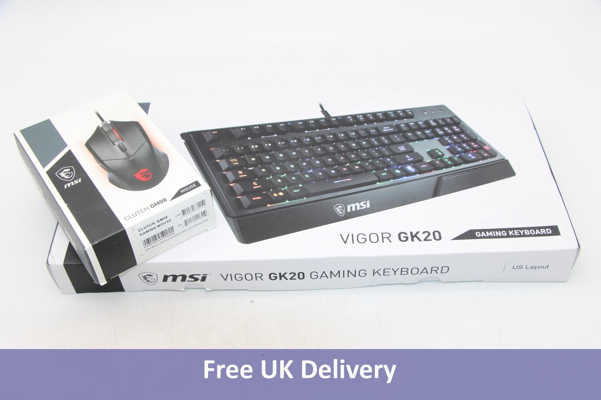 MSI Vigor GK20 RGB Gaming Keyboard and MSI Clutch GM08 Mouse