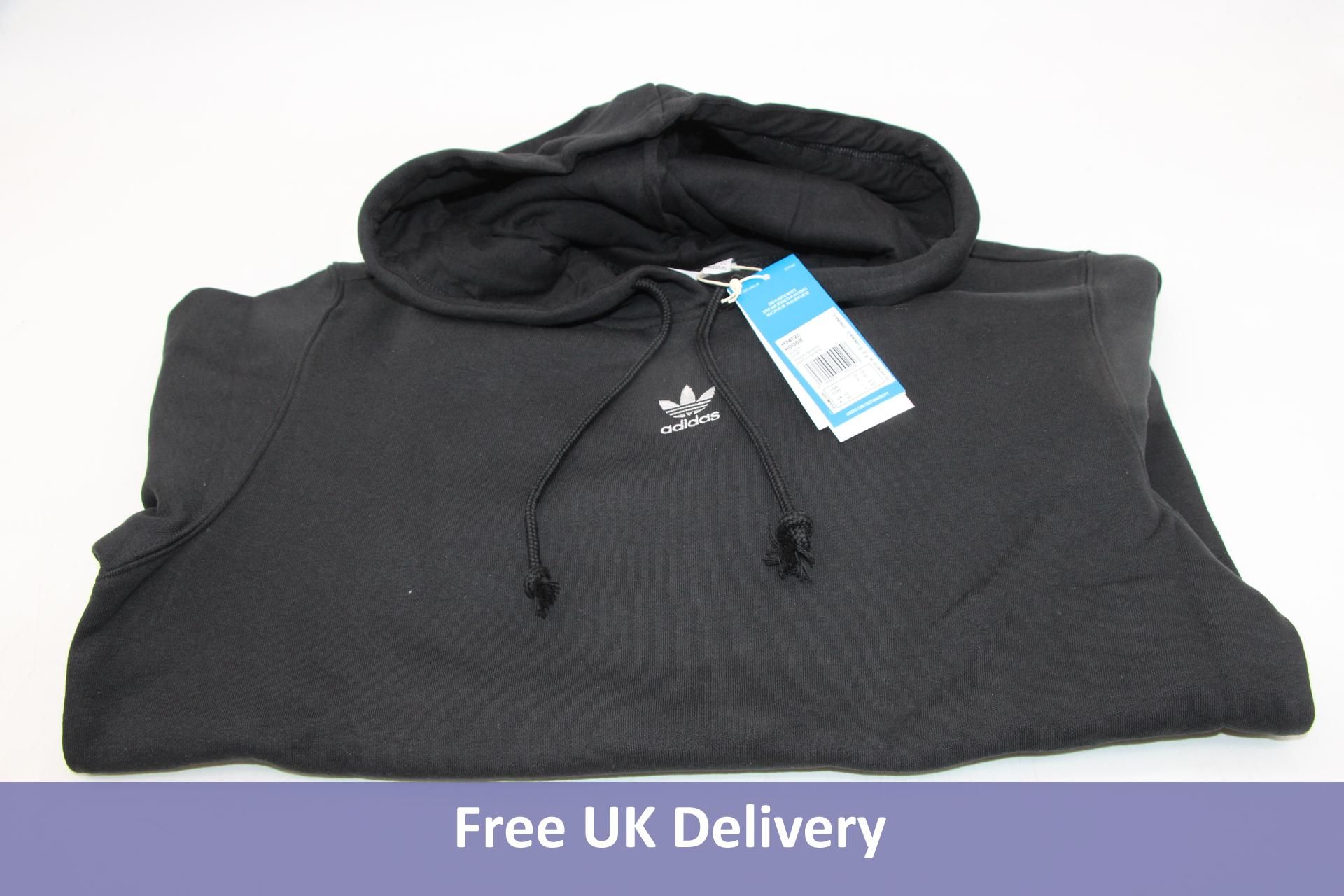 Adidas Fleece Overhead Hoodie, Black, UK Size 12 Years