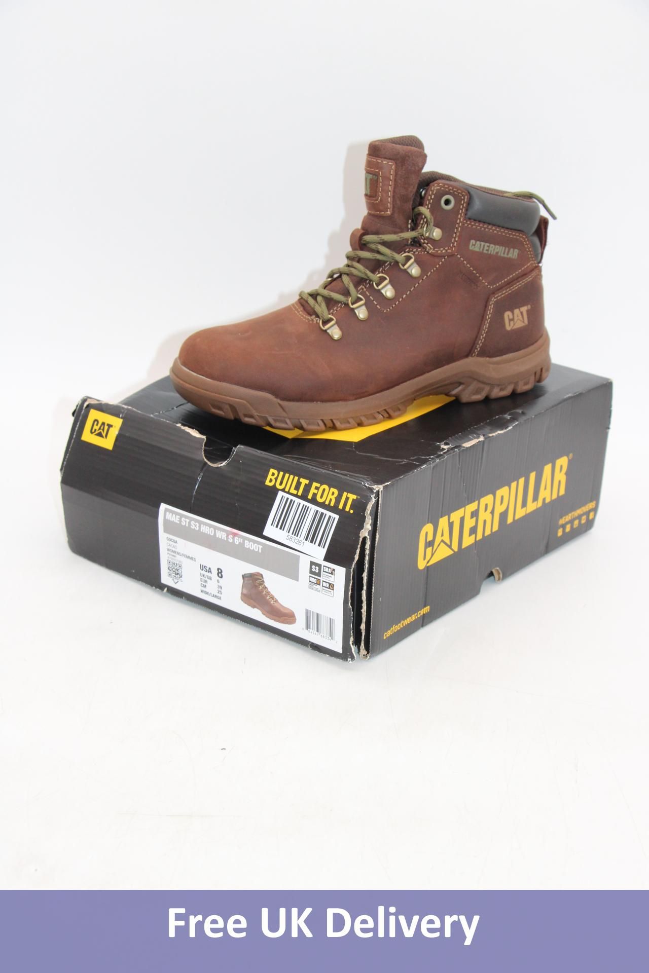 CAT Mae ST S3 HRO WR Safety Boots, Brown, UK 6. Box damaged