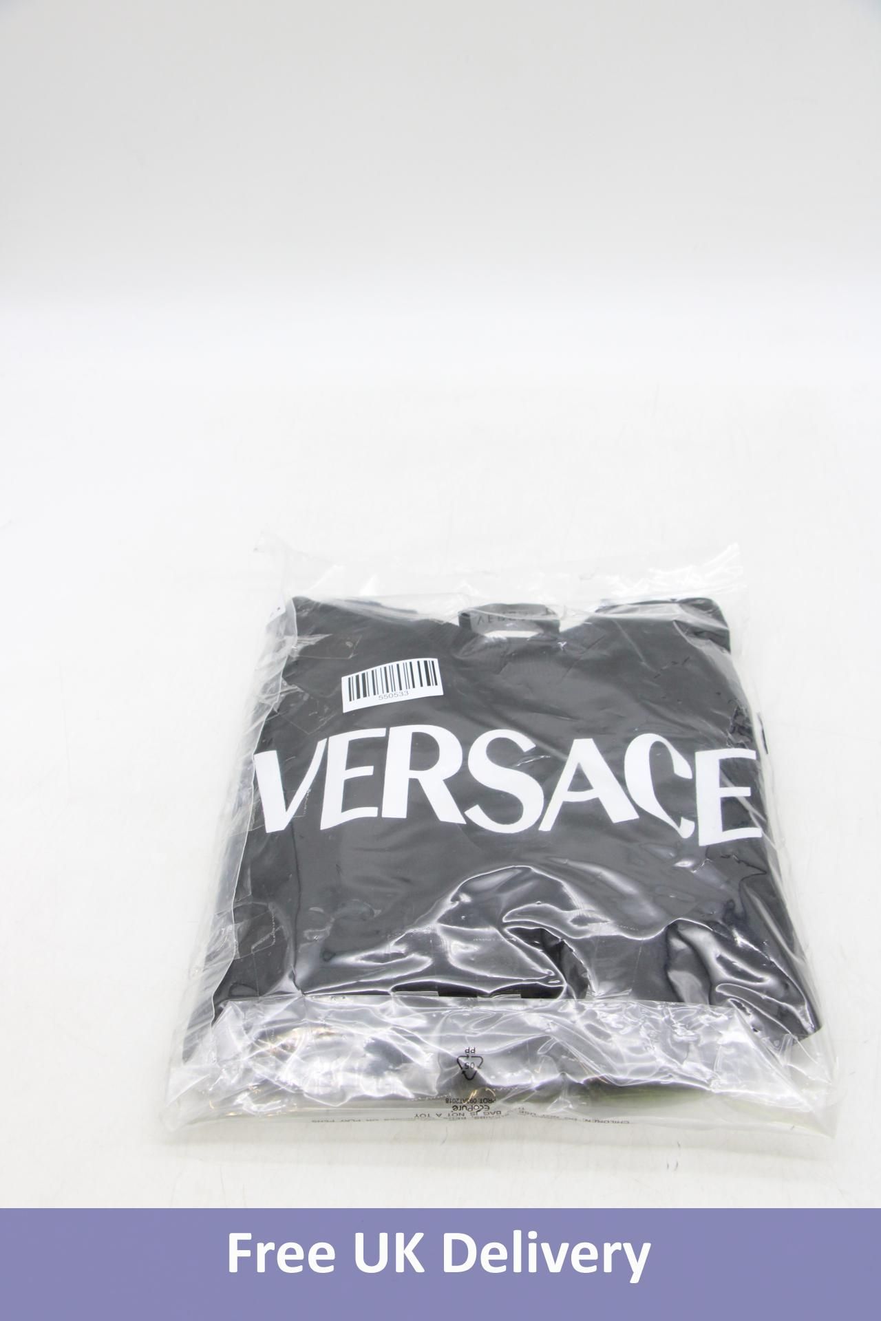 Versace Logo Print Sweatshirt Fleece, Black/White, Size 12A/152cm