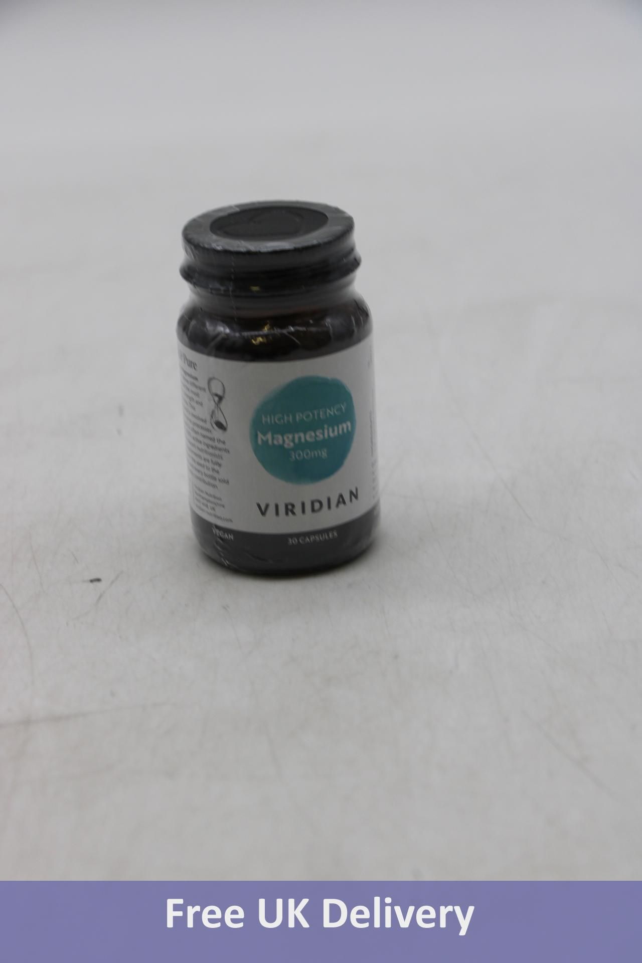 Six bottles of Viridian High Potency Magnesium 300mg, 30 Capsules Per Bottle, Expiry 17/05/2026