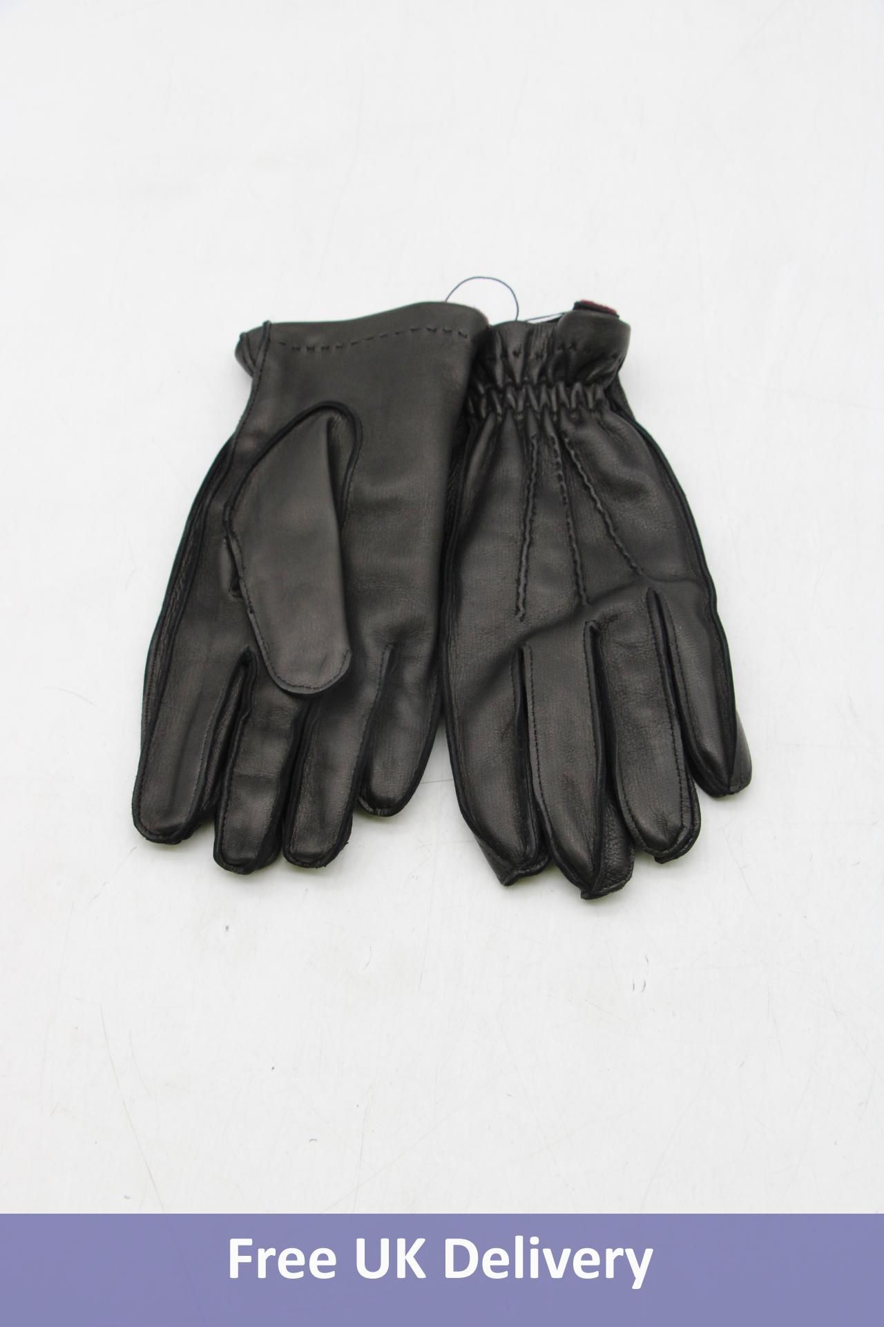 New and Lingwood Deerskin Gloves with Removable Lining, Black Red, Size 9