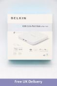 Two Belkin USB 2.0 & Firewire, 4-Port Hub for Mac Mini, White