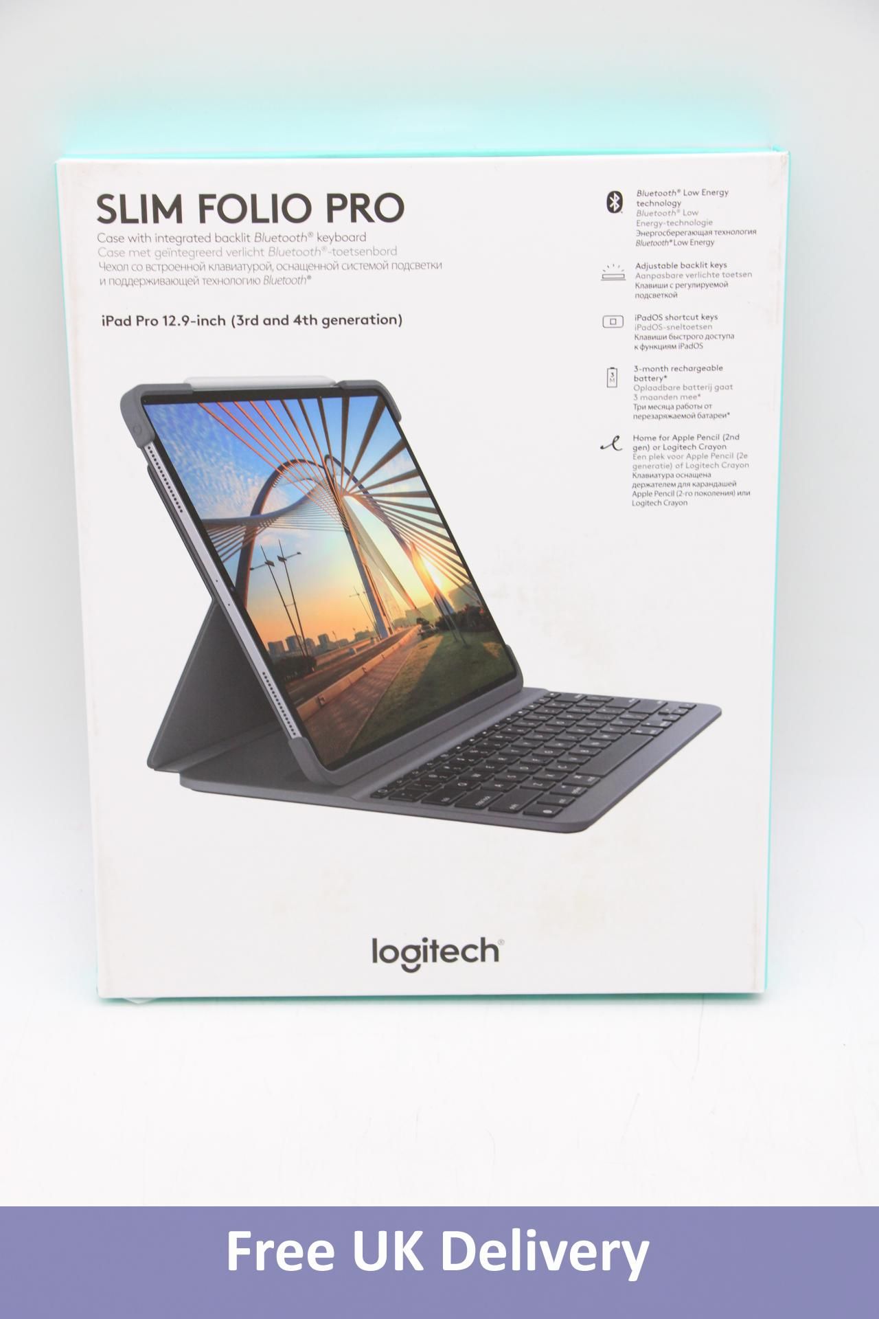 Logitech Slim iPad Pro Keyboard Folio Case, 12.9", Grey