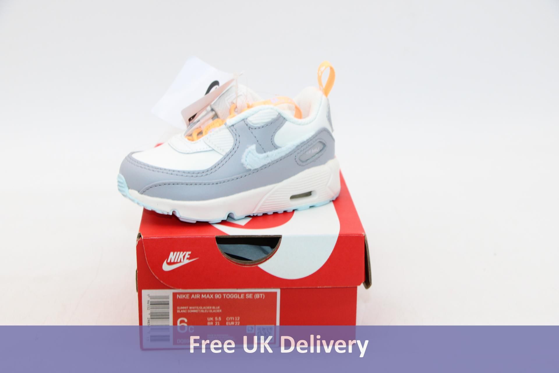 Two Pairs Nike Kids Trainers to include 1x Air Max 90 Toggle, White/Blue, UK 5.5, 1x MD Valiant TDV,