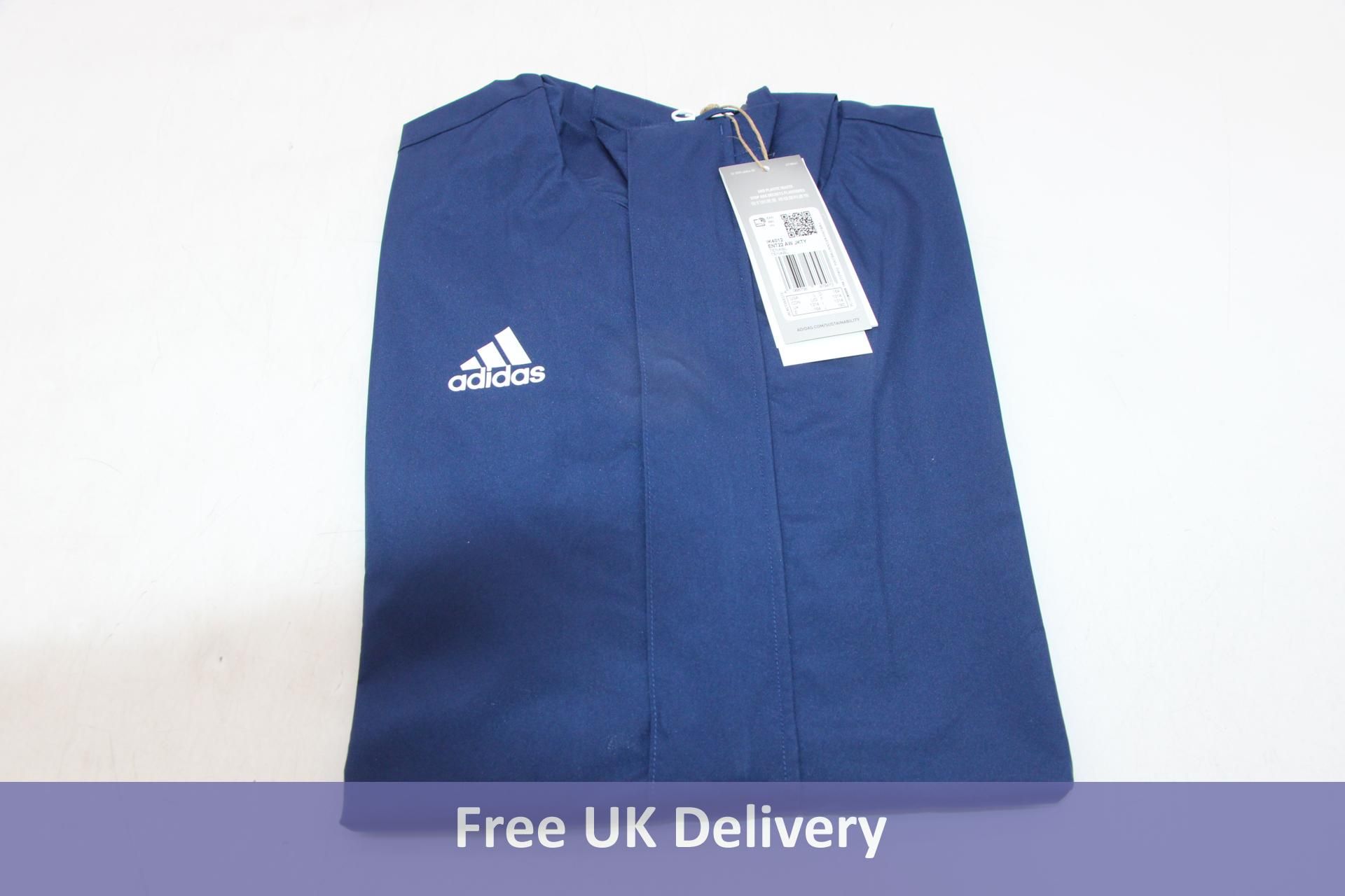 Two Adidas Entrada 22 All Weather Jackets, Dark Blue, UK Size 11-12 Years