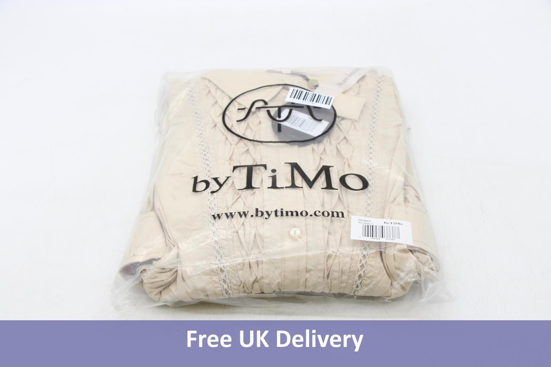Bytimo Midi Shirt Dress with Embroidery, Beige, Size Small