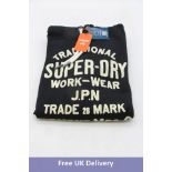 Superdry Workwear Flock Graphic Hoodie, Nero Black/White, Size M