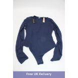 Net A Porter, Skims Long Sleeved Bodysuit, Navy, M