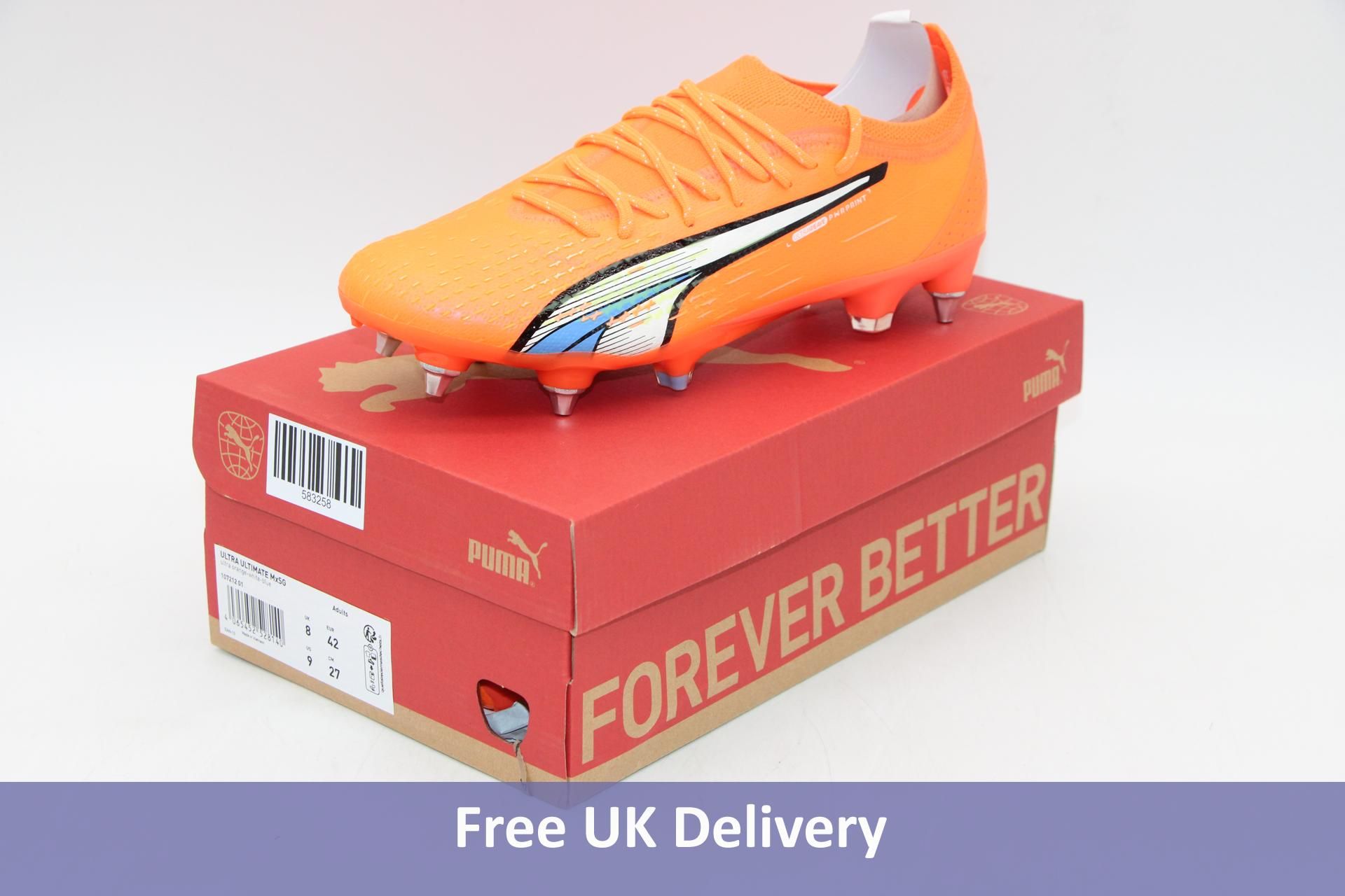 Puma Ultra Ultimate FG/AG Football Boots, Orange, UK 8