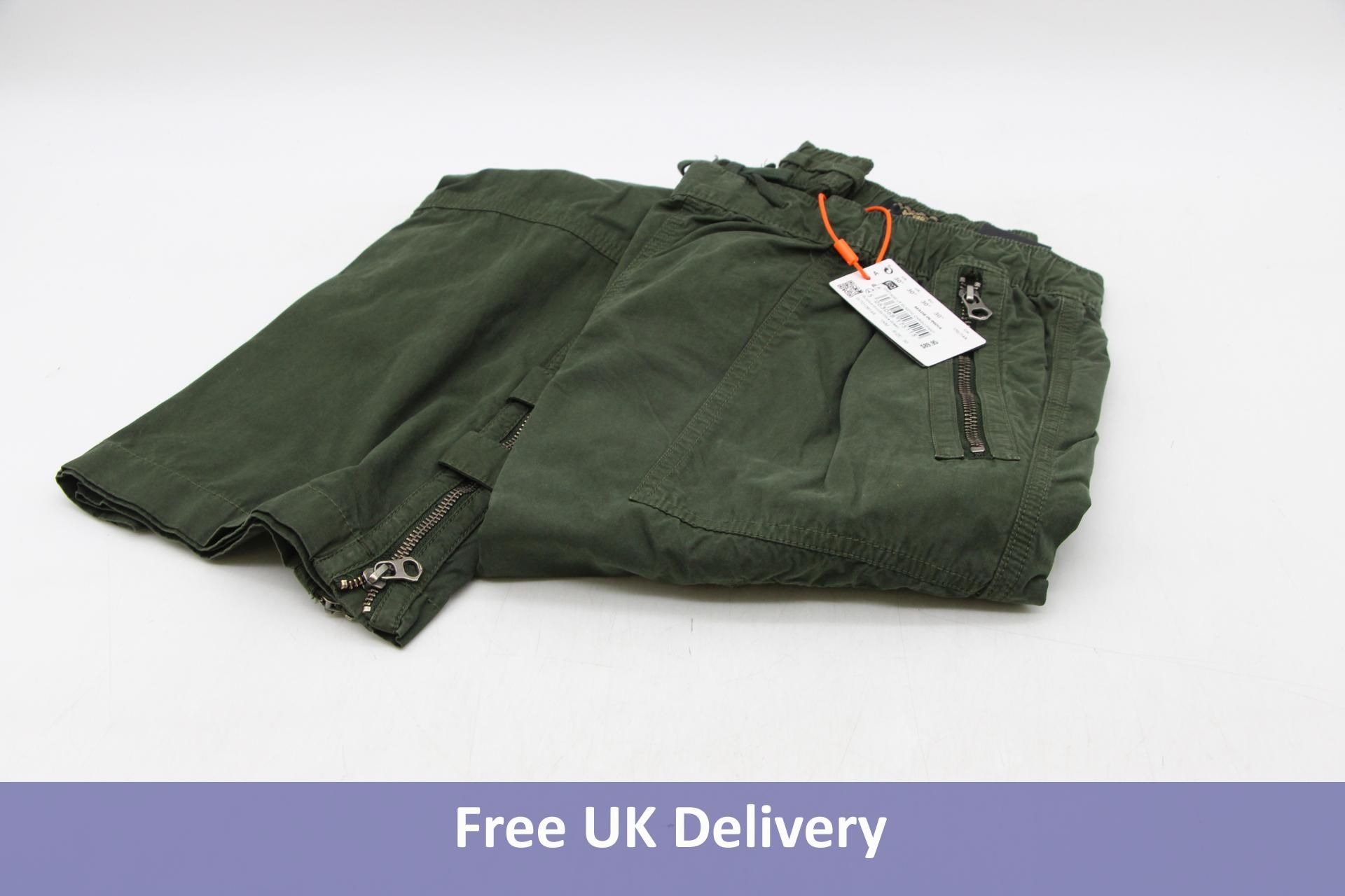Superdry Vintage Elastic Cargo Pants, Olive Green, Size W30