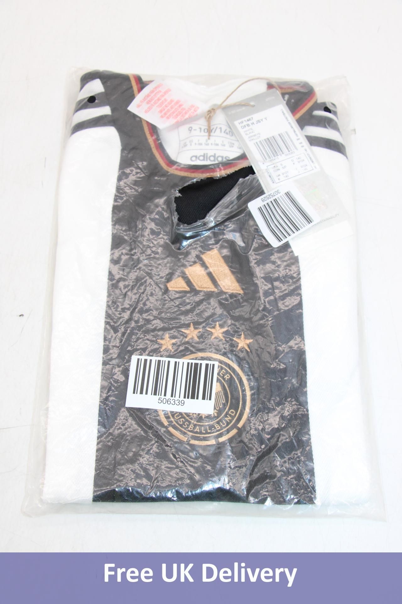 Adidas Germany 2022-2023 Home Shirt, White/Black, UK Size 9/10 Years
