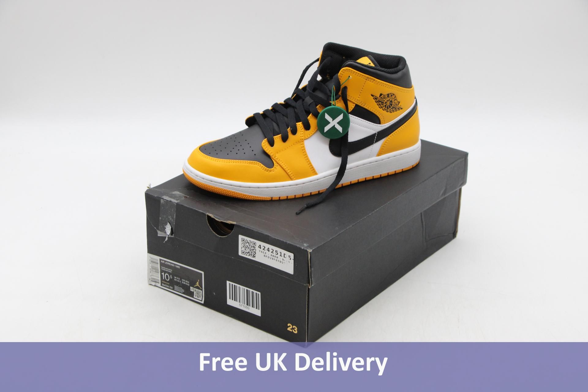 Nike Air Jordan 1 Mid, Taxi Yellow/Black/White, UK 9.5