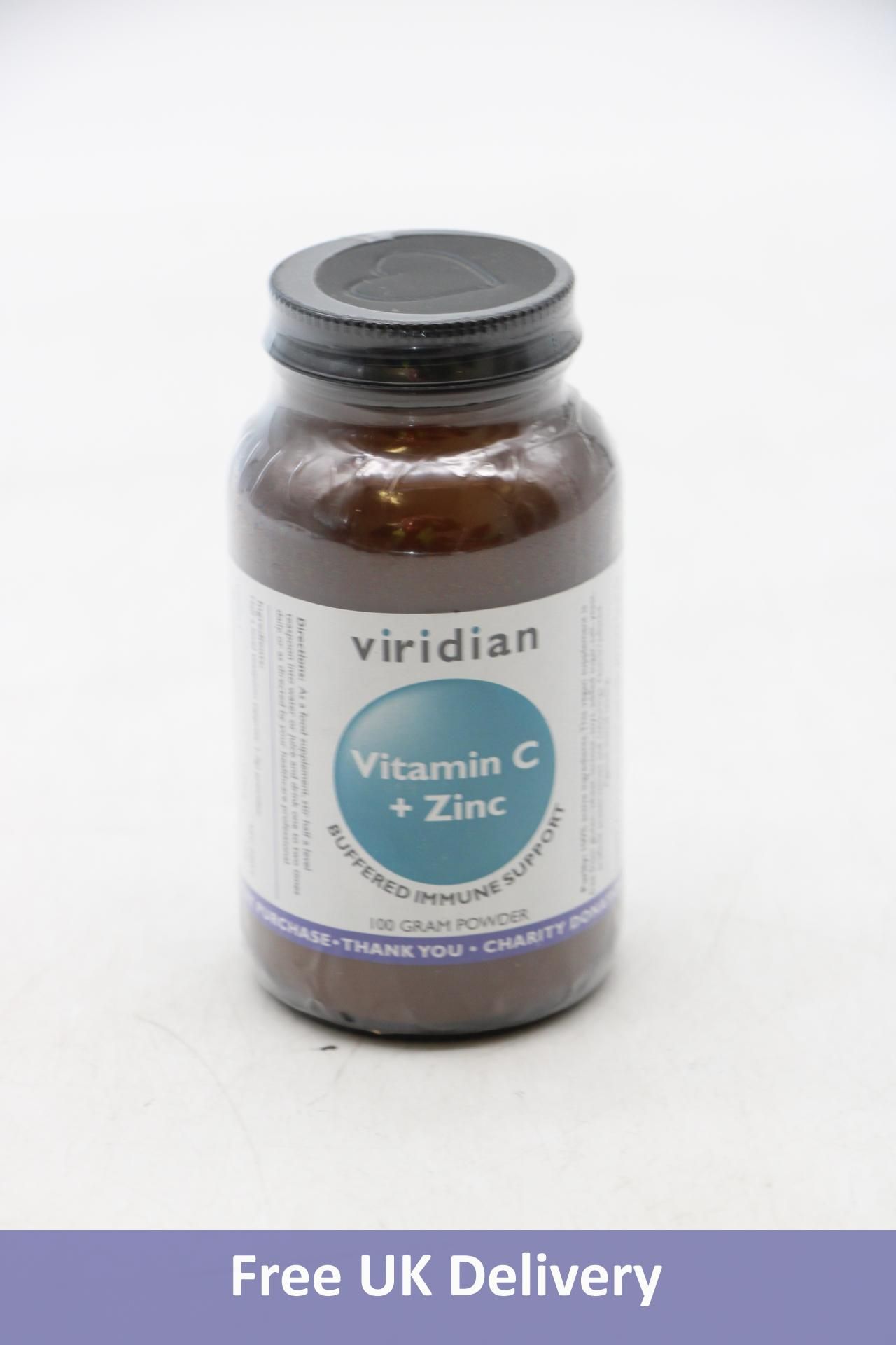 Viridian Vitamin C + Zinc Powder, 100g Per Pot, Expiry 02/2026