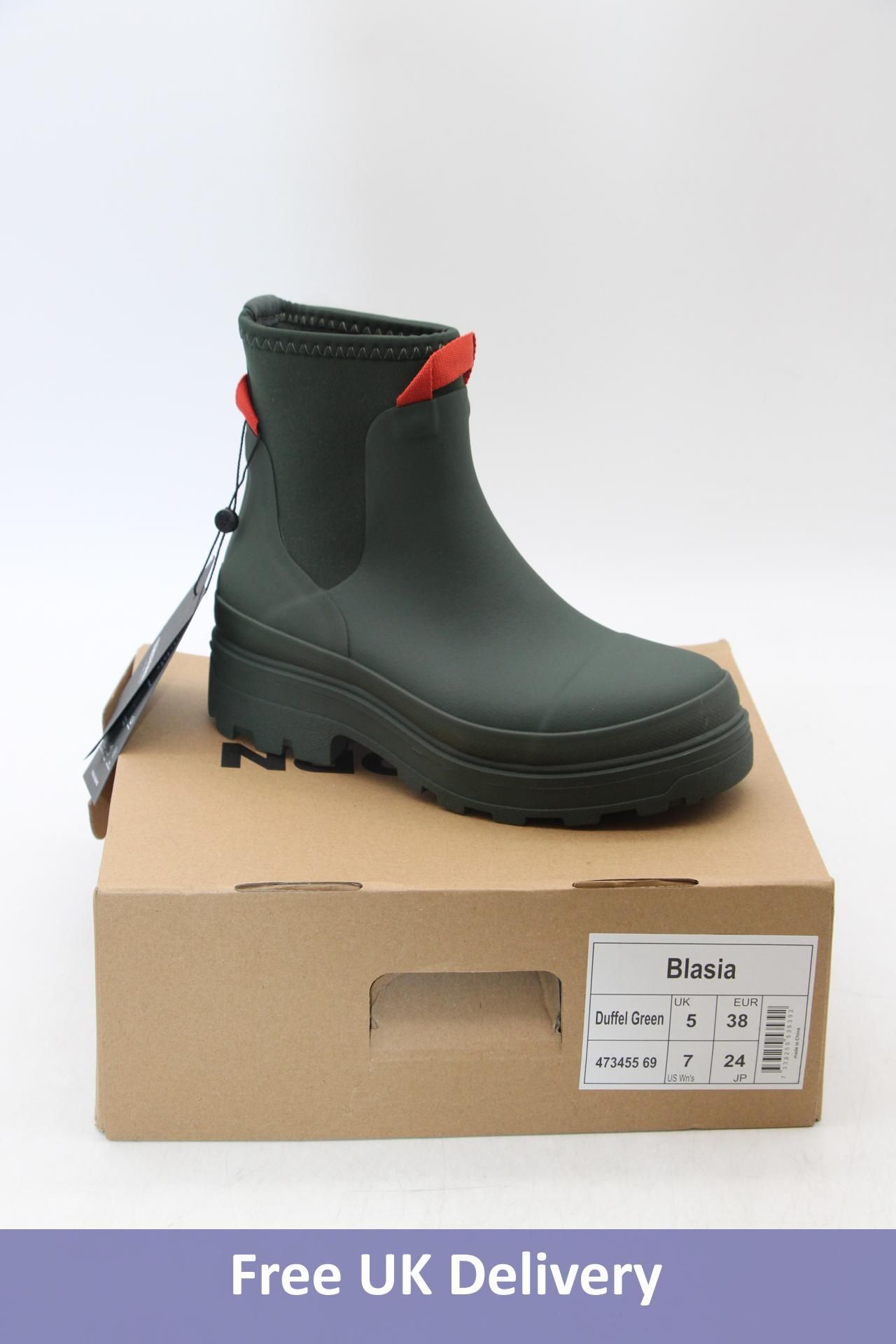 Tretorn Blasia Rubber Boots, Duffel Green, UK 5. Box damaged