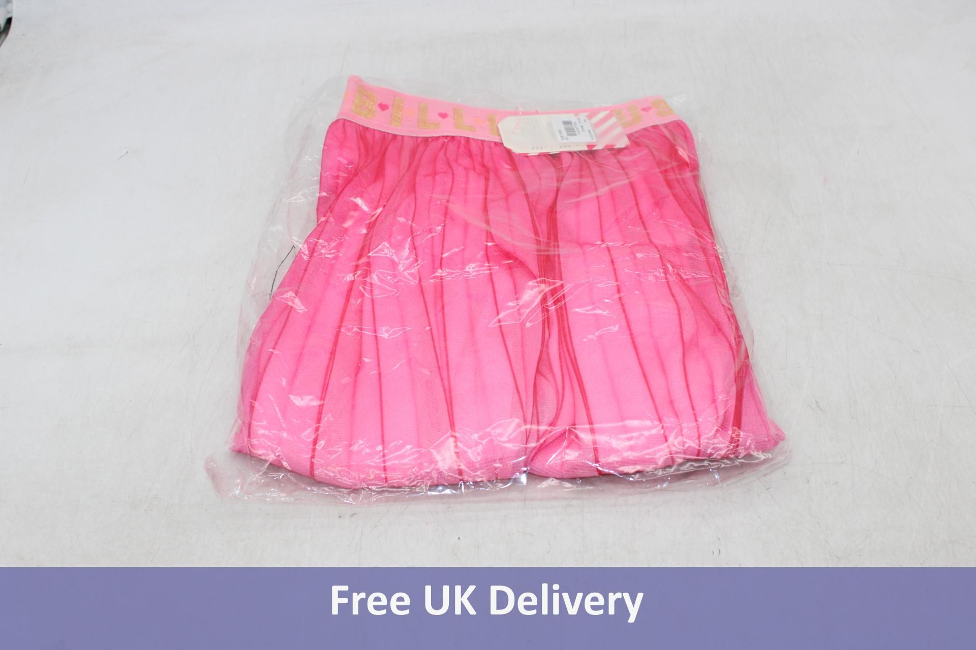 Two Billieblush Children's Pleated Logo Waist Midi Skirt, 1x Pink, 10 Years, 1x Multi Colour Pink Ye