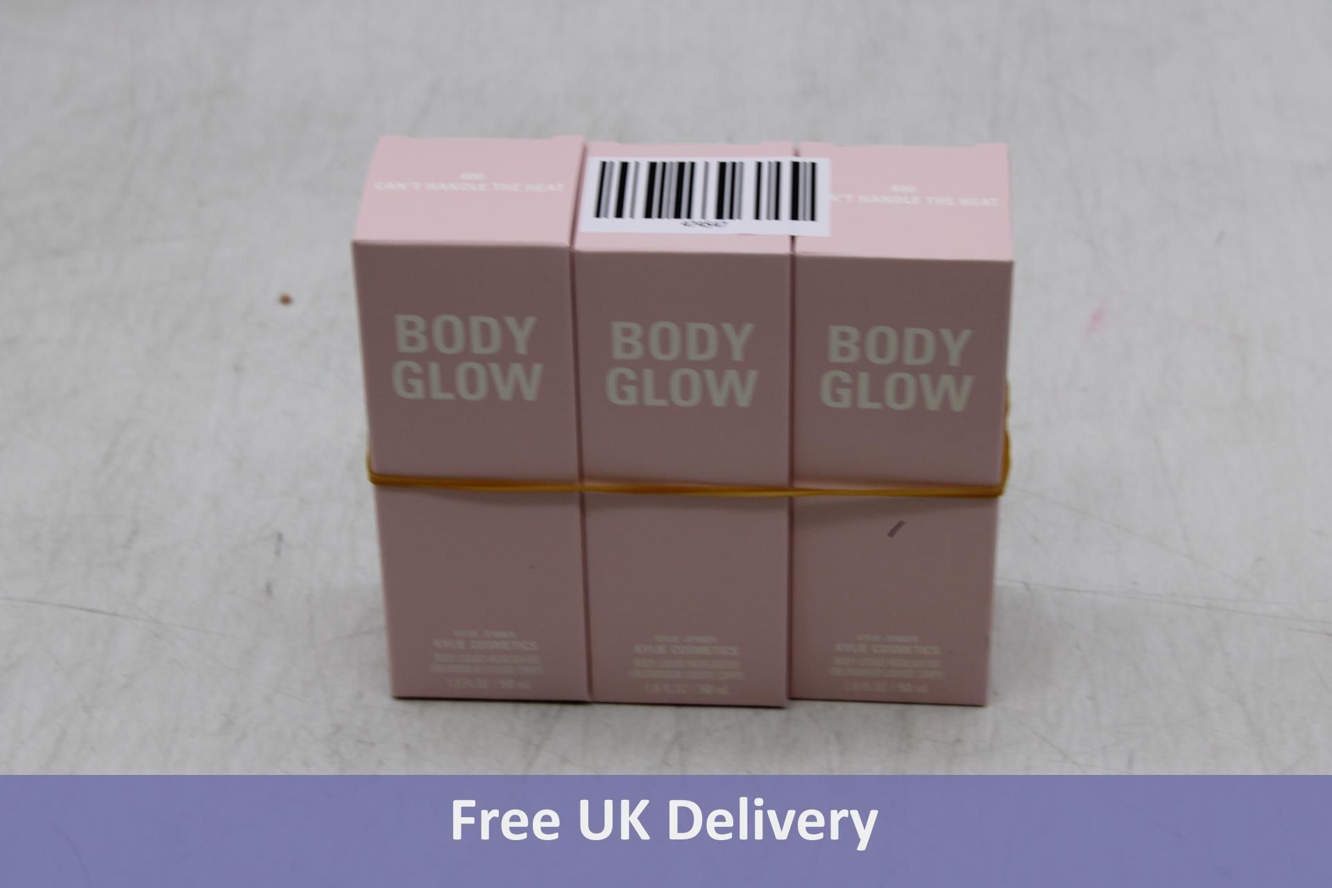 Three Boxes of KYLIE By Kylie Jenner Cant Handle The Heat Body Glow Liquid Highlighter 50ml, Pink