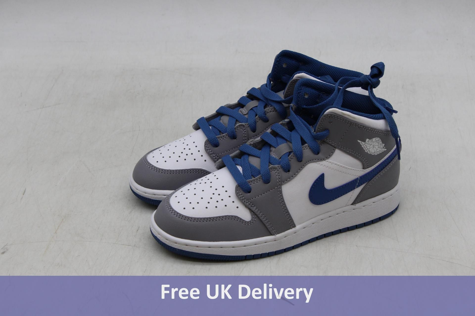 Nike Unisex Air Jordan Trainers, Grey/White/Blue, UK 4, No Box