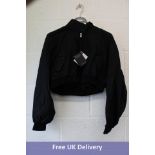 Prada Cropped Bomber Jacket, Black, Size 42