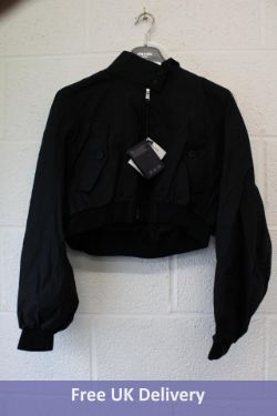 Prada Cropped Bomber Jacket, Black, Size 42