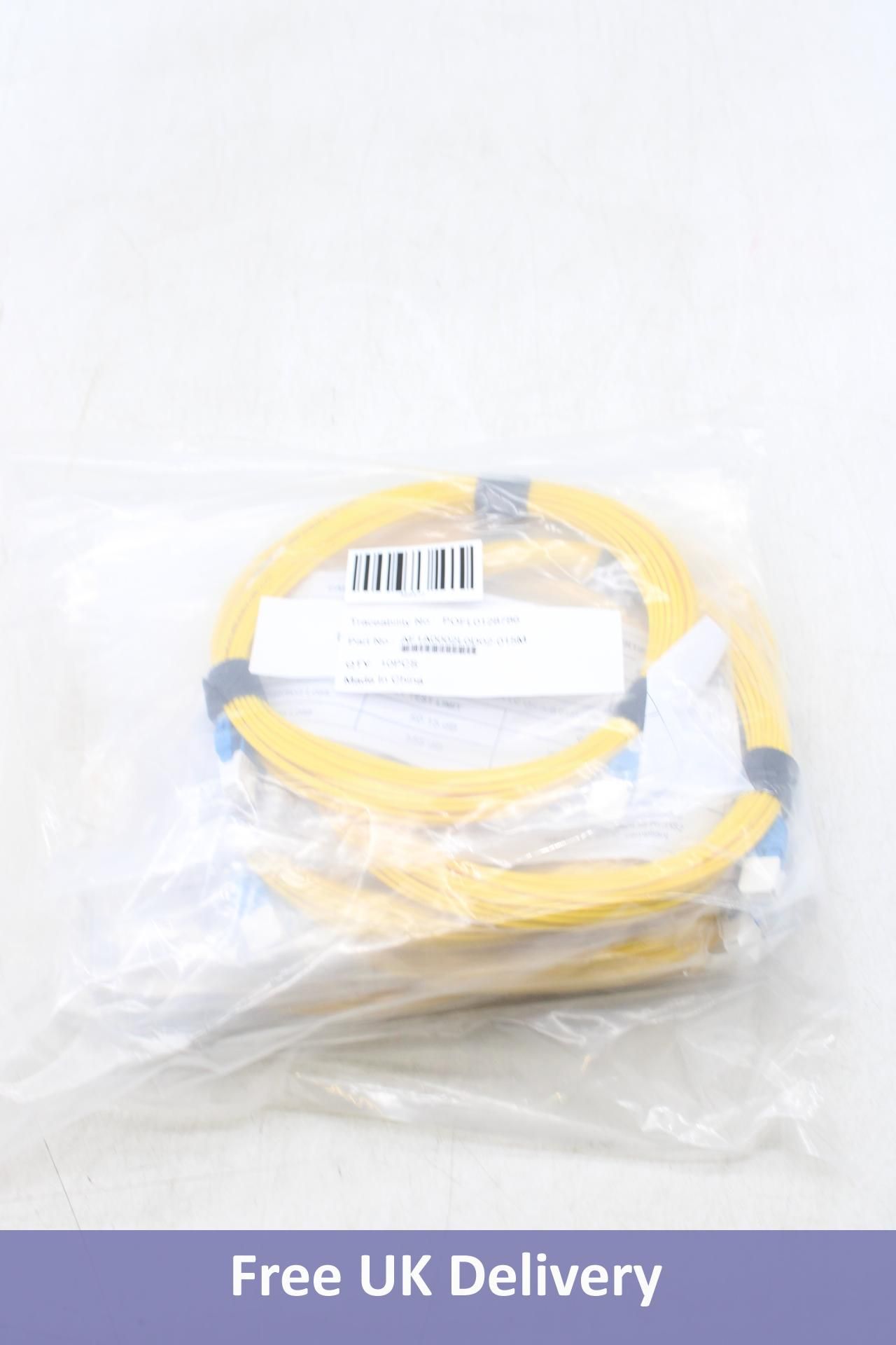 Ten Fifteen-metre Fibre Optic Cables, Yellow