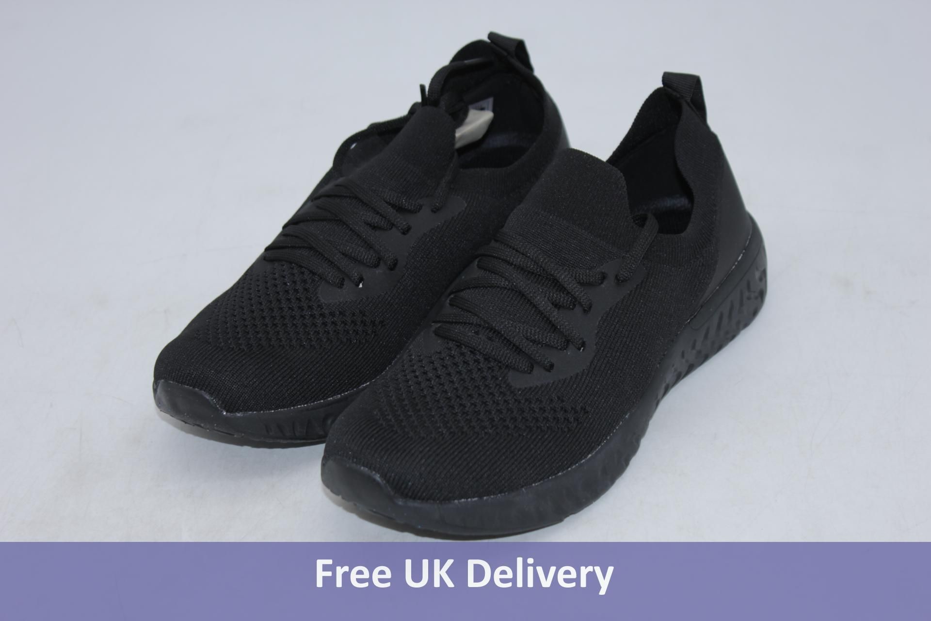 Seventeen Pairs HKR Europe All Black Trainers/Running Shoes, HKR-W1213, All UK 6