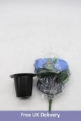 Twenty-four bags of SFS Artificial Flowers For Graves, 12 Blue Roses in Flower Pots, Blue/Green/Whit
