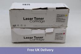 Two Laser Toner Cartridge to include 1x 046HY, HF412XYU Yellow and 1x HF413XMU, Magenta