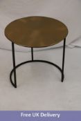 Black and Gold Metal Side Table, Height 44.5cm, Dia 48cm. Box damaged