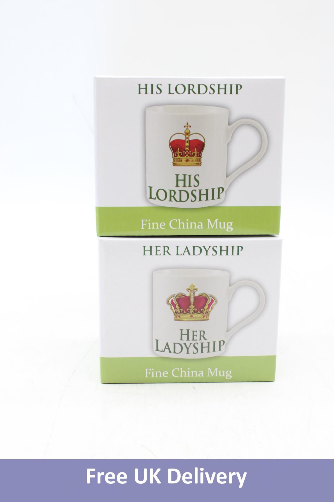 Twelve The Leonardo Collection His Lordship & Her Ladyship Fine China Set of 2 Mugs in Individual Gi