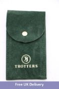Approximately 360x TJ Trotters Logo Single Suede Watch Pouches, Dark Green/Gold