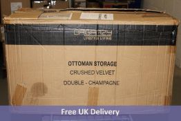 Four Organzy Crushed Velvet Ottoman Storage, Champagne, 76 x 38 x 38cm