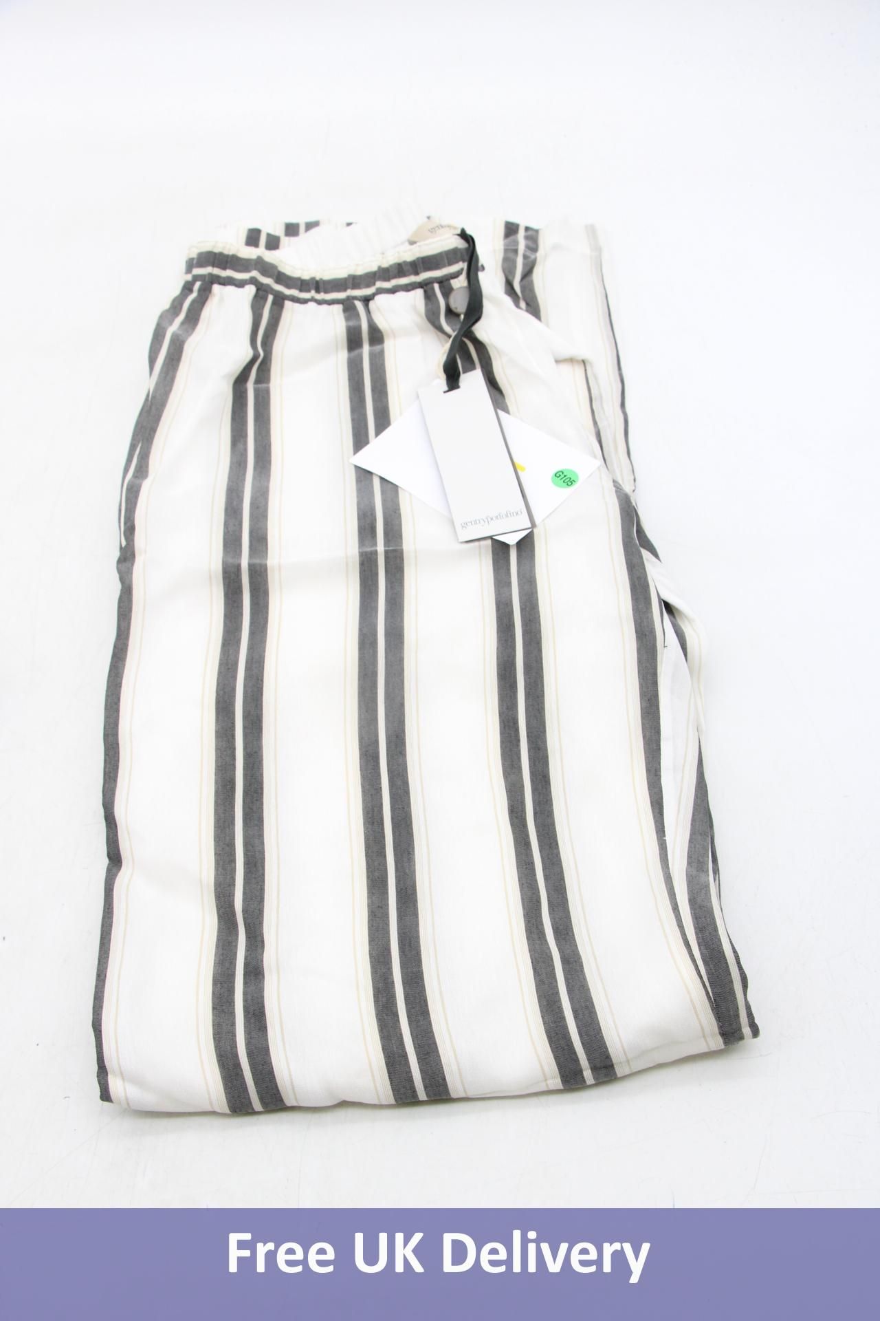 Gentry Portofino Striped Trousers with Elastic, Grey/White, Size 42
