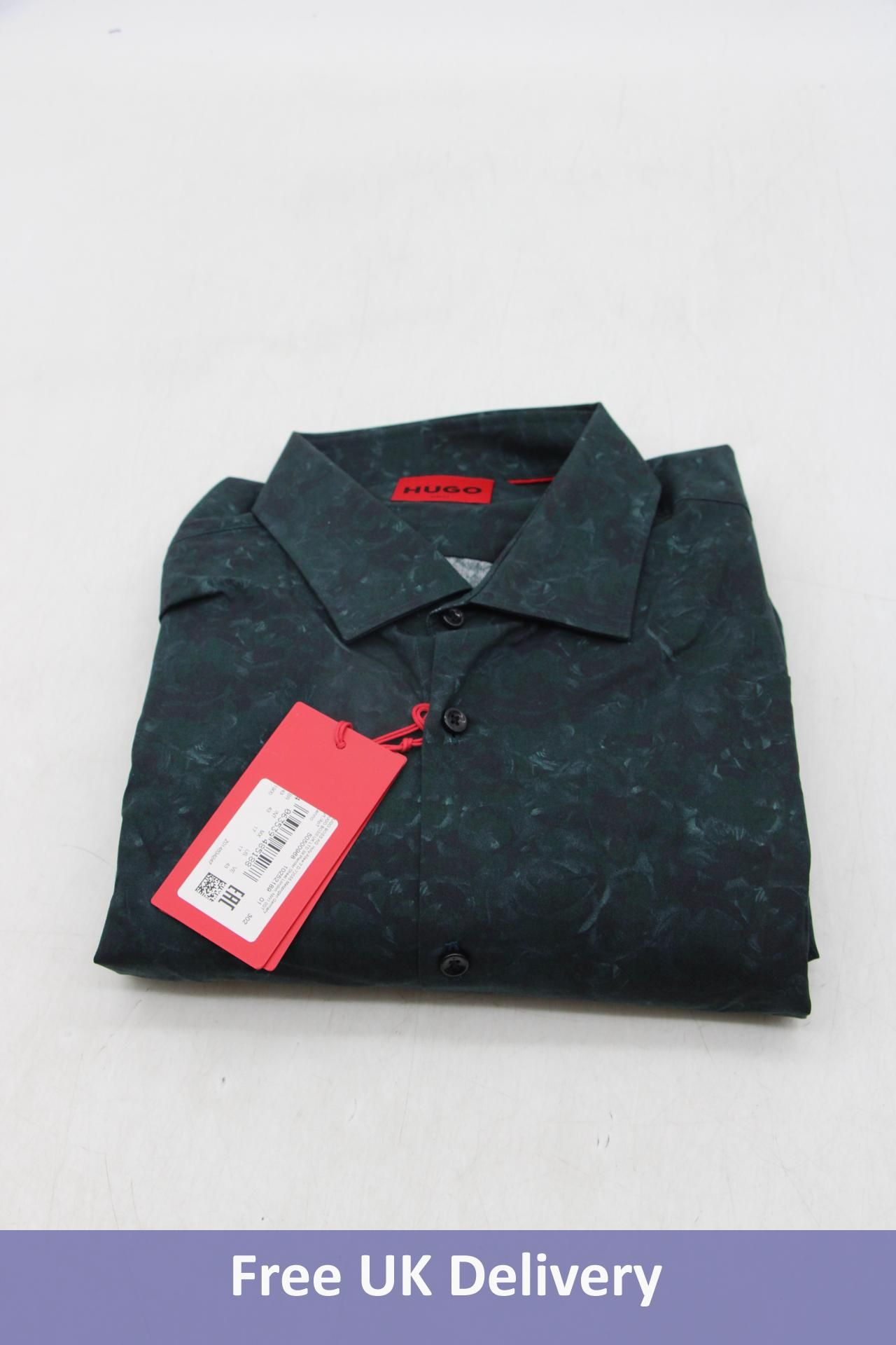 Hugo Boss Slim-fit shirt in floral print, Green/Black, Size