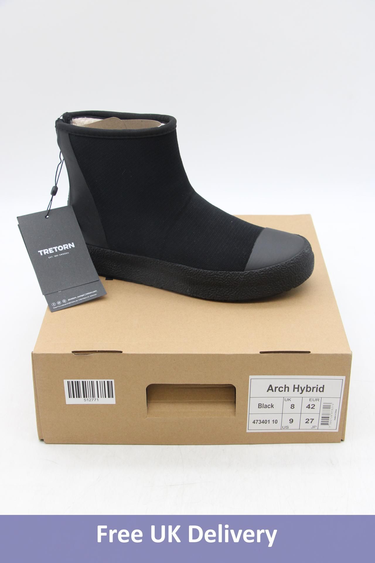 Tretorn Arch Hybrid Rubber Boot, Black, Size UK 8