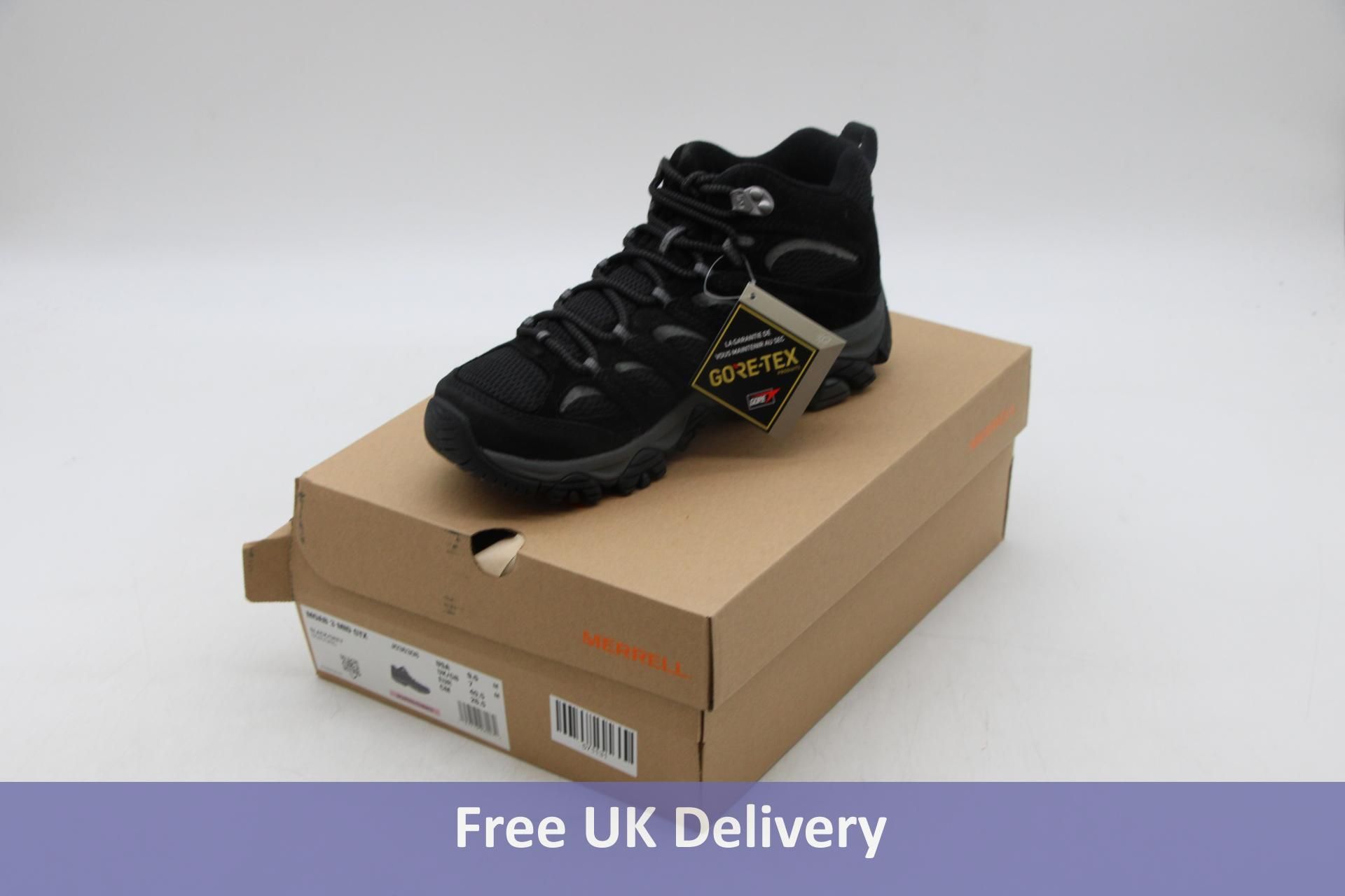 Merrell MOAB 3 Mid GTX Boots, Black/Grey, UK 7