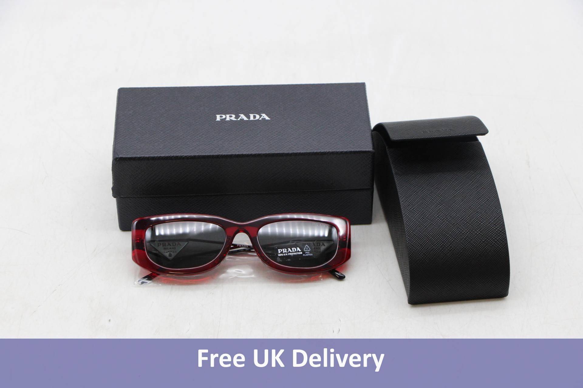 Prada PR 14YS Sunglasses, Frames Crystal Fire/Lens Dark Grey. Box damaged