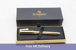 Two Scriveiner Fountain Pens to include 1x Black/Gold, 1x Gold