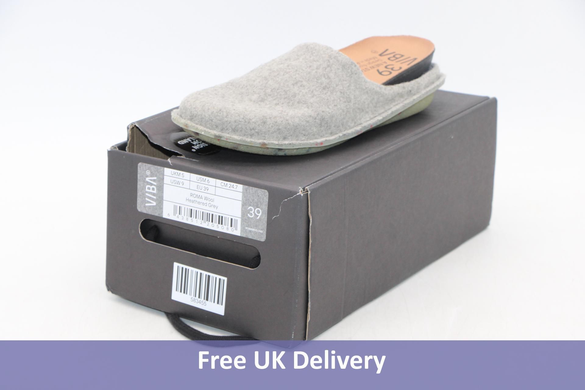 Viba Men's Slippers with Insoles, Grey Felt, Size 39. Box damaged