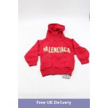 Balenciaga Kid's Tape Logo Hoodie, Red, Size 2