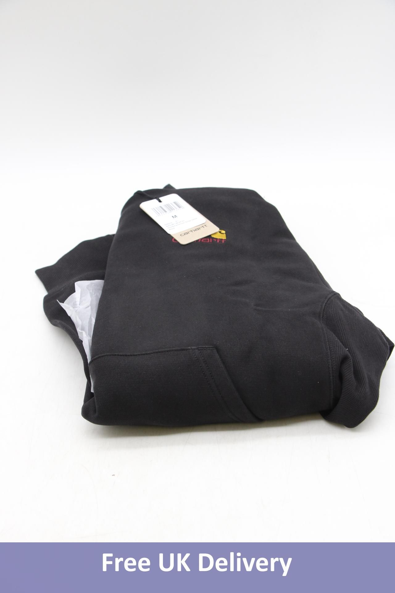 Carhartt Wip Hooded American Script Sweatshirt, Black, Size Medium
