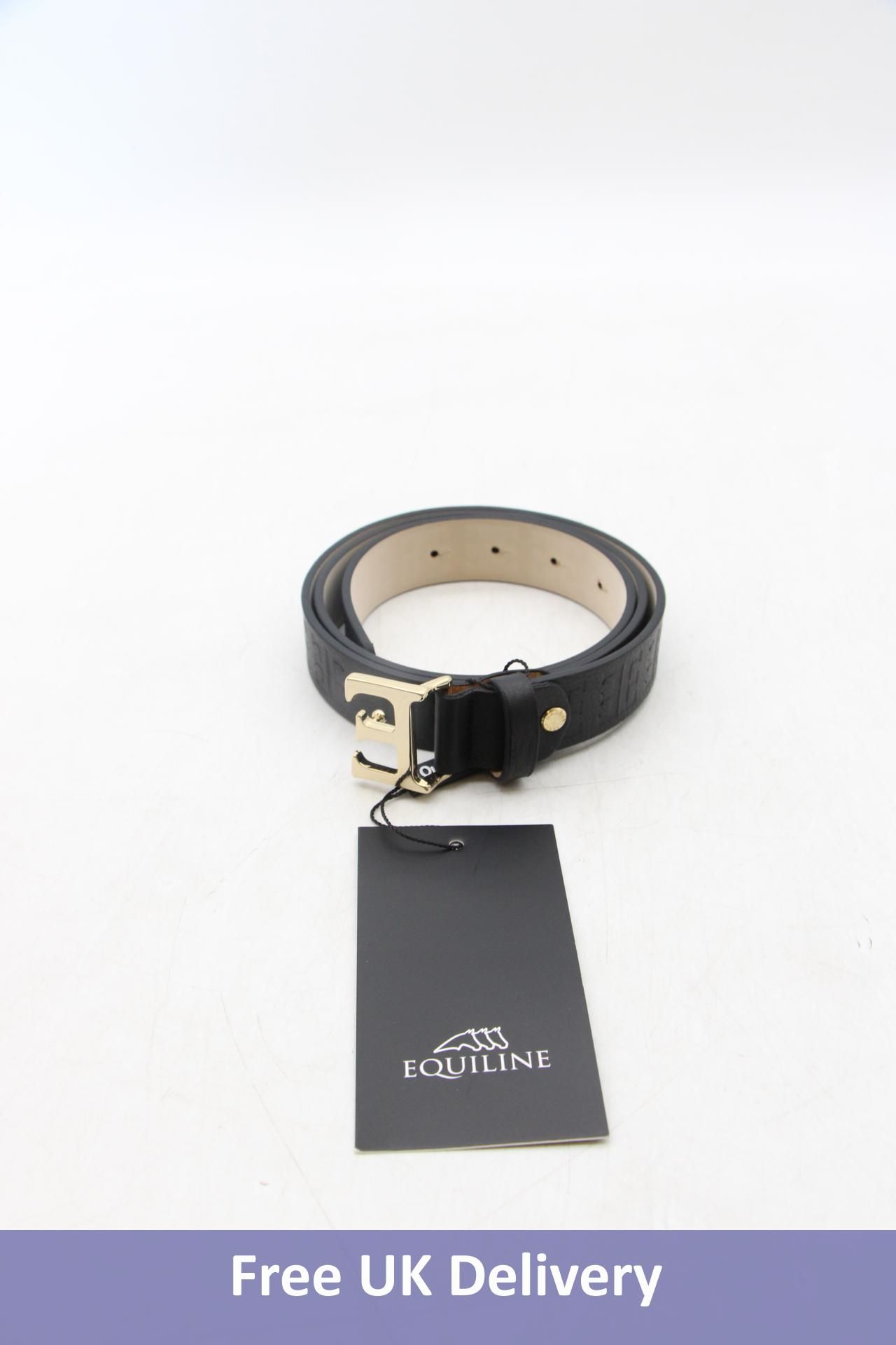 Equiline Real Leather Belt with E Logo, Black, One Size