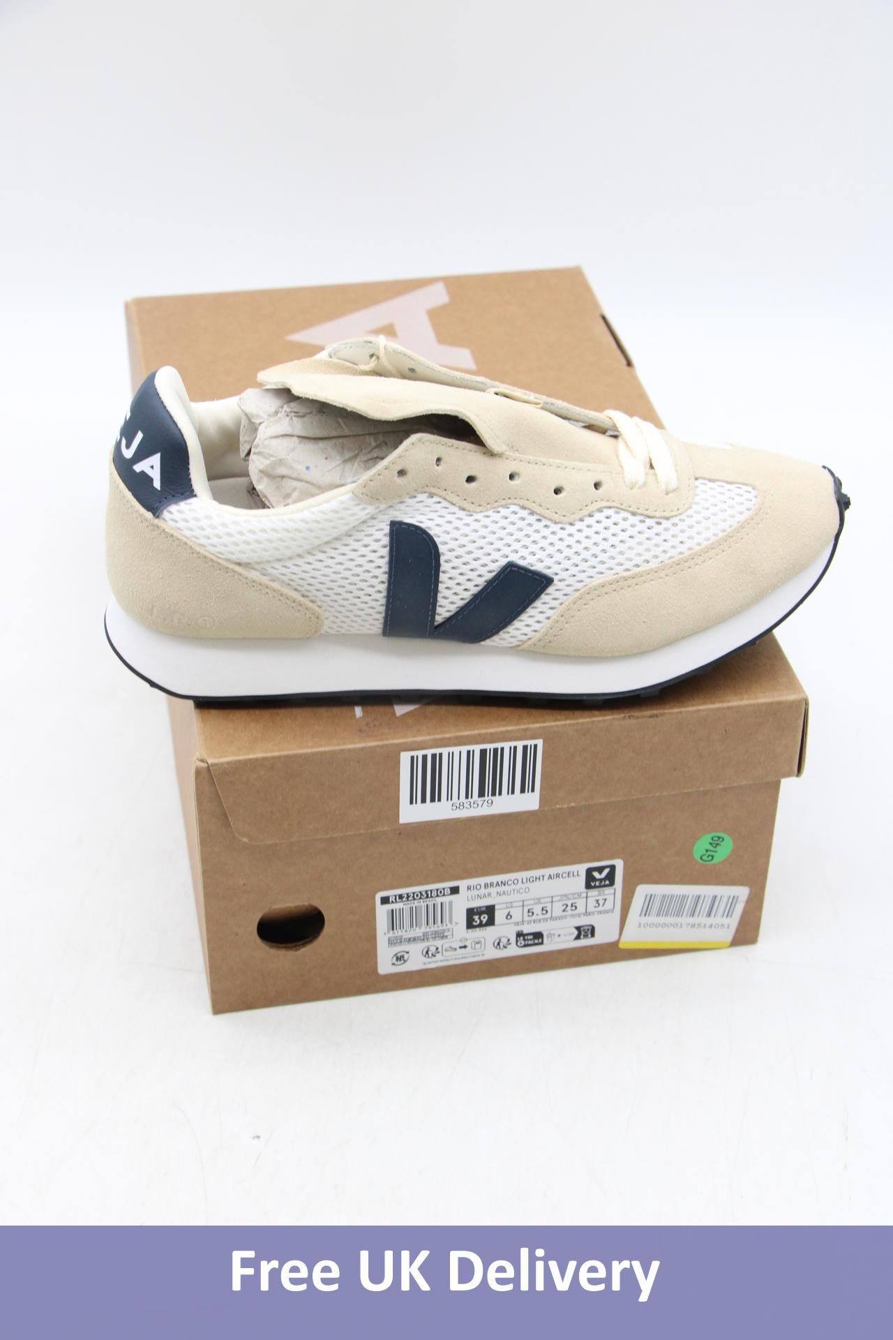 Veja Rio Branco Light Aircell Trainers, Cream, UK 5.5